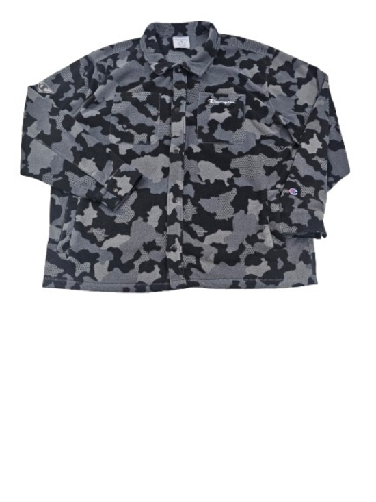 Champion Other - Champion Athleticwear‎ Camo Fleece Jacket Men's 2XL Grey Black Snap Shacket Logo